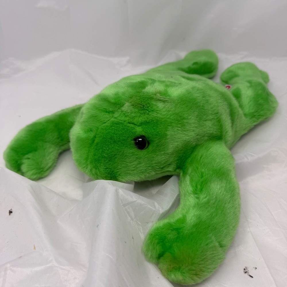 Ty Beanie Buddies Smoochy the Frog Neon Green Plush 2001 Floppy Bean Bag Toy 11"